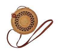 Alipis Paquet Bandoulière Tissé en Rotin, Coton et Pu, Style Artistique | Format Compact, Rangement Organisé, Couleur Kaki, pour Promenade, Festivals et Petite Trousse