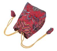 Alipis Paquet De Rangement à Cordon De Serrage Pochette à Thé Brodée 9x9x12 Cm en Tissu Rouge pour Bonbons Et Thé Solution De Rangement Polyvalente Pochette Portable