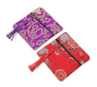 Alipis Paquet de Rangement pour Médiators et Petites Bijoux en Coton et Polyester, Fermeture Éclair Résistante, Lot de 2 Pochettes Rouges Délicates pour Voyage ou Usage Plusieurs styles