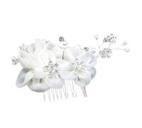 Alipis Peigne à Cheveux de Mariée Alliage avec Fleurs Soie Blanche et Strass Accessoire Élégant pour Mariage Cérémonie et Photo Décoration Nuptiale Délicate