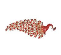 Alipis Peigne à Cheveux de Mariée de Couronne Strass Rouge Étincelant Couleur Or Style Paon Accessoire Élégant pour Mariage et Occasions Spéciales