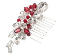 Alipis Peigne à Cheveux Rouge de Mariage en Alliage Strass en Verre, Accessoire pour Chignon de Mariée, Épingles Latérales pour Cérémonie, Banquet et Coiffure de Fête, Coiffe Élégante