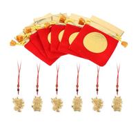 Alipis Pendentif Collier Dragon avec Breloques et Sac Rouge Décoration Nouvel An Chinois pour Festival Du Printemps et Cadeaux Traditionnels