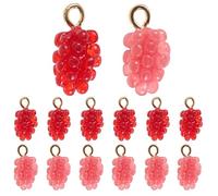 Alipis Pendentifs à Breloques Raisins Miniatures 12 Pcs en Résine Transparente Rouge et Rose pour Fabrication Bijoux Diy, Colliers, Bracelets, Boucles D’oreilles et Porte-clés Artisanaux