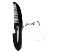 Alipis Petit Peigne Pliant à Dents Fines Miroir Ovale, Petite Taille, Pliable et Portable, pour Hommes, Entretien Barbe, Usage en Voyage, Porte-clés Compact