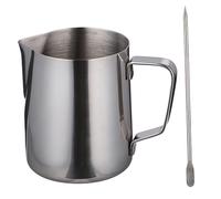 Alipis Pichet à Lait Résistant la Rouille et Stylo Latte Art en Acier Inoxydable 350ml avec Tasse à Mesurer Précise pour Restaurants et Fêtes