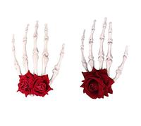 Alipis Pince à Cheveux et Adaptée à Toutes Coiffures Résistante 2pcs Punk Style Gothique en Pe Rouge Tête de Mort et Rose pour Soirée Enterrement de Vie de Jeune Fille