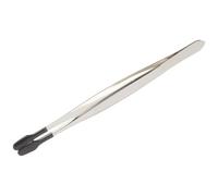 Alipis Pince à Épiler en Acier Inoxydable Revêtue de Caoutchouc Pointes Plates Longueur 15 CM Antidérapante pour Loisirs Créatifs Bijoux Tampons et Pièces de Monnaie