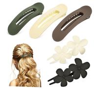 Alipis Pinces à Cheveux Plates Fleurs 5 Pièces Multicolores Pinces à Bec De Canard Mates Pour Femmes Filles Coiffure Plage Bohème Décorations Cheveux