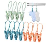 Alipis Pinces à Linge Coupe-Vent Clips Solides Multifonctionnels Lot de 12 en PP avec Cordon pour Sécher Maillots et Chaussettes Étendoir