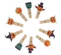 Alipis Pinces à Linge Halloween en 10 Pièces Mini Pinces à Linge Motif Citrouille pour Décoration Photos Cartes Travaux Manuels Fête Collage Mémorandum