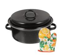 Alipis Plat à Rôtir Fonte Émaillée avec Couvercle pour Cuisson Polyvalente de Pommes de Terre et Patates Adapté pour Barbecue Camping et Réunions Familiales