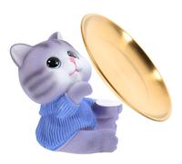 Alipis Plateau de Rangement pour Organiser Clés et Bijoux Solution de Stockage Décorative en Résine et Acier Inoxydable de Chat pour Salon ou Bureau