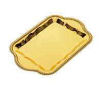Alipis Plateau De Service À Gâteaux Et Desserts en Métal Vintage Plateau Décoratif Rectangulaire Doré avec Gravure pour Décoration De Buffet De Mariage
