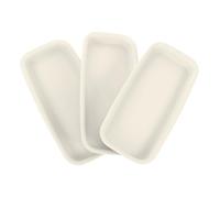 Alipis Plateau Rectangulaire pour Pots de Fleurs en Plastique, Lot de 3 | Surface Lisse, Fond Plat, pour Jardiniers et Succulentes, Usage Extérieur, Beige Blanc