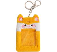 Alipis Pochette en Peluche pour Carte D'identité Jaune Étui Visible 3 Pouces Pratique et Détachable pour Cartes de Bus