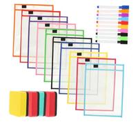 Alipis Pochettes Effaçables Transparentes Réutilisables pour Étudiants Protège-documents Clairs avec Surface Sèche avec Stylos Résistant et Pratique pour Exercices Couleur Aléatoire