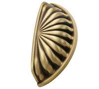 Alipis Poignée de Meuble en Laiton Finition Cuivre Moka, Design Coquille, Entraxe 76 Mm, Accessoire Quincaillerie pour Porte D'armoire et Commode, Poignée Métal Résistante pour