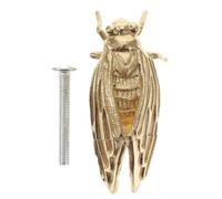 Alipis Poignée de Meuble en Laiton Massif Antique Forme Cigale Finition Dorée Brossée Compatible Armoires et Tiroirs Cuisine Salle de Bain et Chambre Bouton de Porte Intérieure