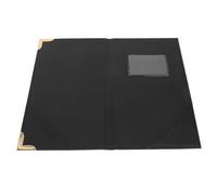 Alipis Porte Menu en Cuir Pu Noir Fentes Intégrées, Surface Mate Simple, pour Bar et Comptoir de Service, Protège Plis Chutes