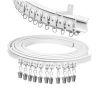 Alipis Rail de Rideau Mural Flexible Plastique Rigide avec Pinces en Acier Résistant Rail Silencieux pour Séparation Supports Sécurisés Installation Facile pour Maison et Bureau