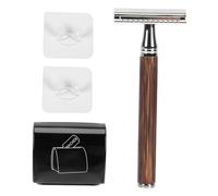 Alipis Rasoir De Sécurité Double Face En Bambou Taille Vintage Portable Pour Homme Rasage Précis Entretien Barbe Domicile Support Et Boîte De Rangement En Métal