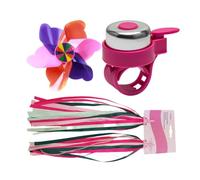 Alipis Rubans Pompons Roses, Sonnette Guidon Compatible Trottinette, Moulin à Vent Décoratif pour Vélo Garçon Fille, Accessoires Vélo Loisirs Plein Air