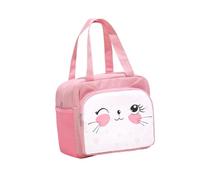 Alipis Sacoche Repas Oxford Boîte Repas Isolante avec Doublure Thermique Poche Rangement pour Nourriture Portable et Résistante pour École et Bureau Design Cartoon Rose