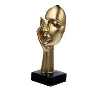 Alipis Sculpture Abstraite bibilothèque Femme décorer des Statues du Visage pour la Maison Statues d'art Artisanat de Figurines d'art en résine Parure de penseur en résine Golden