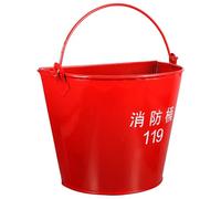 Alipis Seau à Sable D'urgence Rouge Semi-circulaire en Fer Épais Peint, Équipement Incendie pour Station-service, Seau de Lutte le Feu Résistant aux Rayures, Usage Professionnel Pompier