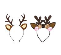 Alipis Serrage-Tête de Noël en Tissu Résistant Bandeau Décoratif Bois de Cerf 2 Pièces 1 Bois de Renne Accessoire Photo Festif pour Fêtes et Soirées