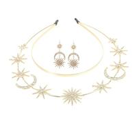 Alipis Serre-tête Déesse Étoiles Lune Diadème Couronne Grecque Bandeau Élégant Bijoux Accessoire Coiffure Fête Anniversaire Tiare Cosmétique Mariage