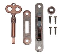 Alipis Serrure à Clé Demi-cercle Vintage en Fer Rouge Antique pour Meubles Serrure de Tiroir Rétro avec Vis Quincaillerie pour Armoire 1 Pièce Ancienne Robuste