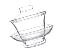 Alipis Service à Thé de Style Chinois en Verre avec Couvercle, Tasse à Thé Transparente en Verre Résistant la Chaleur pour Collection et Cérémonie de Mariage