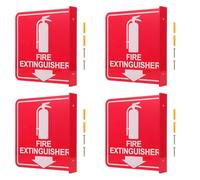 Alipis Set de Panneaux D'extincteur avec Flèche Bas en Acrylique Rouge Double Face Lot de 4 et Vis Assorties pour Installation Facile pour Entreprise en Milieu Scolaire