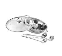 Alipis Set de Pots à Fondue Chinoise Acier Inoxydable Marmite Double Saveur avec Passoire et Cuillère Pot à Soupe Résistant pour Cuisine Au Gaz et Induction
