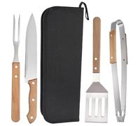 Alipis Set D'outils pour Barbecue en Acier Inoxydable Spatule, Fourchette et Pince en Bois, Léger et Antidérapant, pour Griller Steaks et Tartes en Extérieur