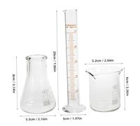 Alipis Set Verre Scientifique pour Laboratoire Bécher Gradué Erlenmeyer et Cylindre Mesureur Matériel Chimie avec Échelle Précise pour Expériences Scientifiques