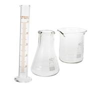 Alipis Set Verrerie Scientifique avec Bécher Cylindre Gradué et Ballon Verre Résistant pour Mesures Précises Laboratoire