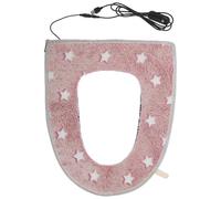 Alipis Siège de Toilette Chauffant USB Doux et Lavable Coussin Chauffant Rapide avec Étoiles Lumineuses Protection Confortable pour Hiver Rose