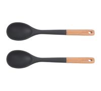 Alipis Spatule de Cuisine Multifonctionnelle en Silicone avec Manche en Bois 2 Pièces Résistante à La Chaleur pour Une Utilisation en Cuisine