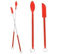 Alipis Spatule Silicone Mini à Long Manche, Racloir à Crème Résistant, Lot 2 Pièces Rouge, Outil Cosmétique Polyvalent pour Pâtisserie et Maquillage, Portable et Facile à Nettoyer