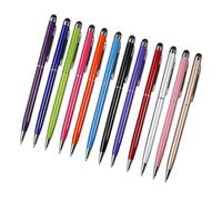 Alipis Stylo à Bille Stylet Capacitif pour Tablette et Téléphone Écran Tactile, Aluminium Fin et Léger, pour Dessin et Usage Bureautique, Lot de 12 Couleur Aléatoire
