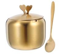 Alipis Sucrier En Inox Pots à Épices Avec Cuillère Pot à Épices Avec Cuillère Pot D'assaisonnement En or Récipient à Sucre Sucrier En Acier Bol De Bonbons Golden Acier Inoxydable