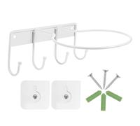 Alipis Support Mural pour Ballons de Basket et Football en Fer Doux Blanc Nano 3 Crochets Porte-Ballon Robuste pour Rangement Domestique Étagère à Balles Pratique pour Salle de Sport