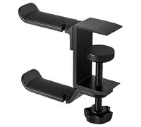Alipis Support pour Casque Audio de Bureau Multifonction sans Perçage, Crochet Double pour Écouteurs, Plastique Résistant et Silicone, Couleur Noir Mat, Installation Facile pour Espace