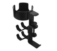 Alipis Support pour Casque Audio Multifonction avec Rangement, Crochet Pince de Bureau en Métal Noir, Porte-gobelet et Support Manette, Organisation Compacte pour Espace de Travail