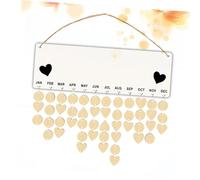 Alipis Tableau de Rappel D'anniversaire Bois Naturel 1 Pièce Disques Cœurs Ronds, Calendrier Suspendu DIY pour Décoration Maison Bureau, Ornement Calendrier Bois, Présentoir de Date
