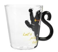Alipis Tasse Verre Chat Mignon avec Poignée Mug à Eau et de Déjeuner Décorative pour Maison et Bureau pour Thé Jus et Boissons Chaudes