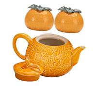 Alipis Théières Thé Petite Taille En Céramique Orange Forme Originale Étanche Polyvalente 1 Théière 2 Pots à Thé Kung-fu Chinois Pour Dégustation Et Voyage